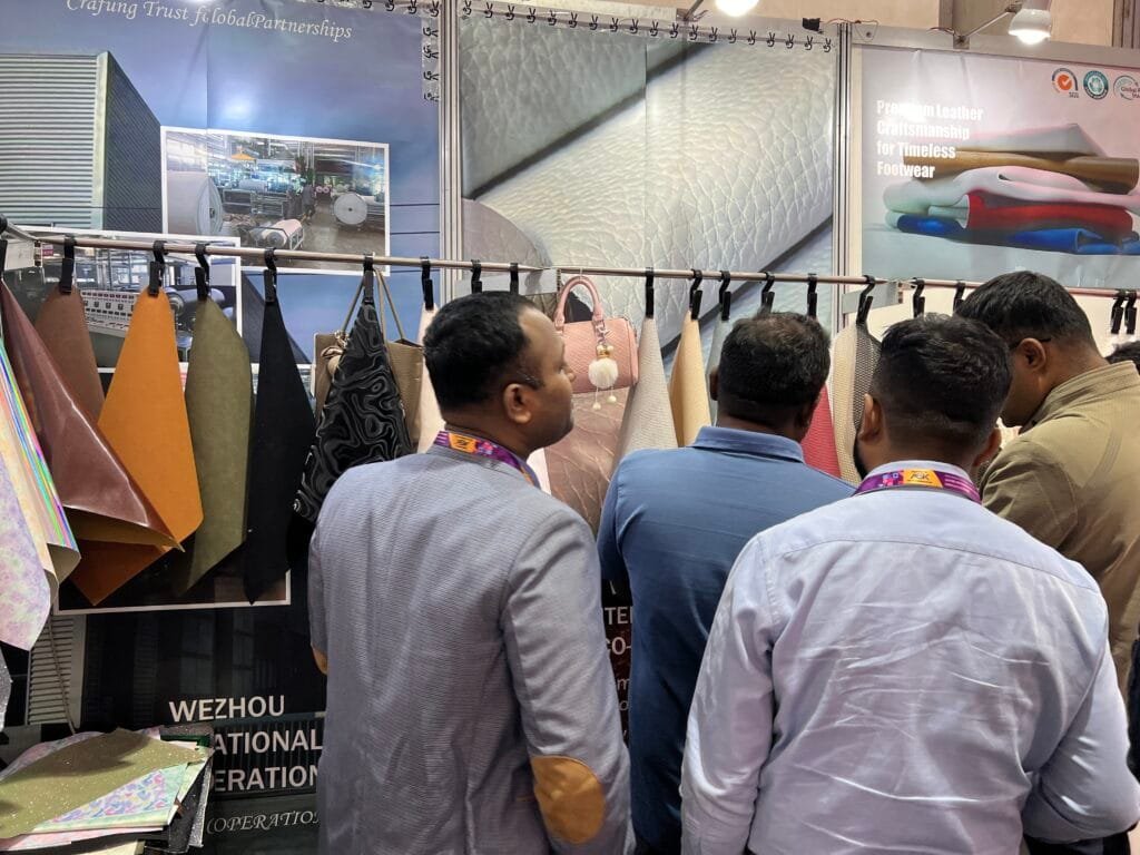 ouzhuo-synthetic-leather-samples-examination-leathertech-dhaka-2025